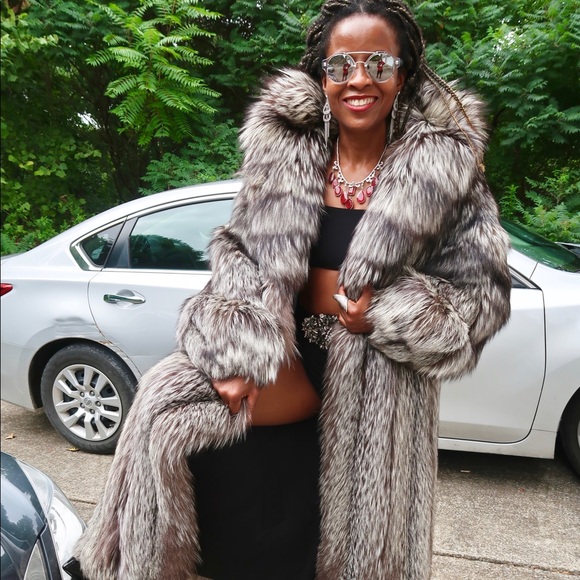 Fab amazing  full length silver fox fur coat s-m - Picture 2 of 8